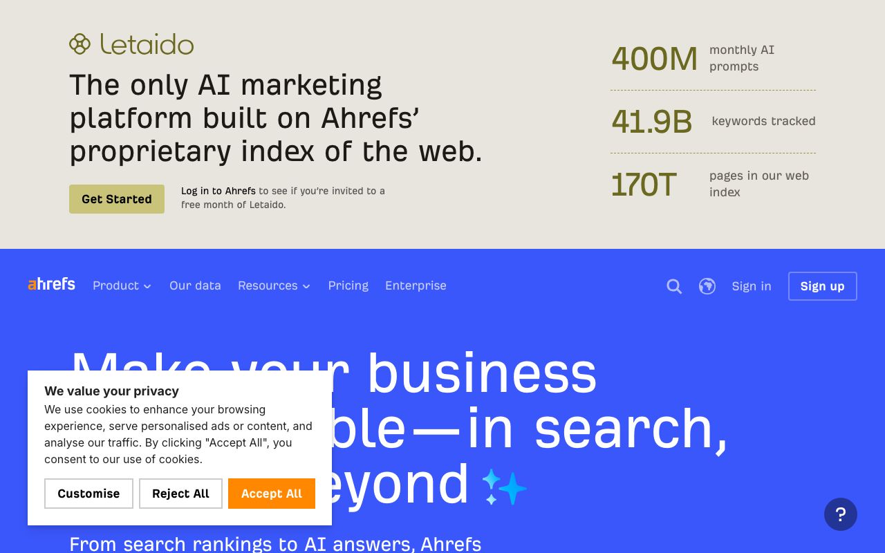 Ahrefs 화면