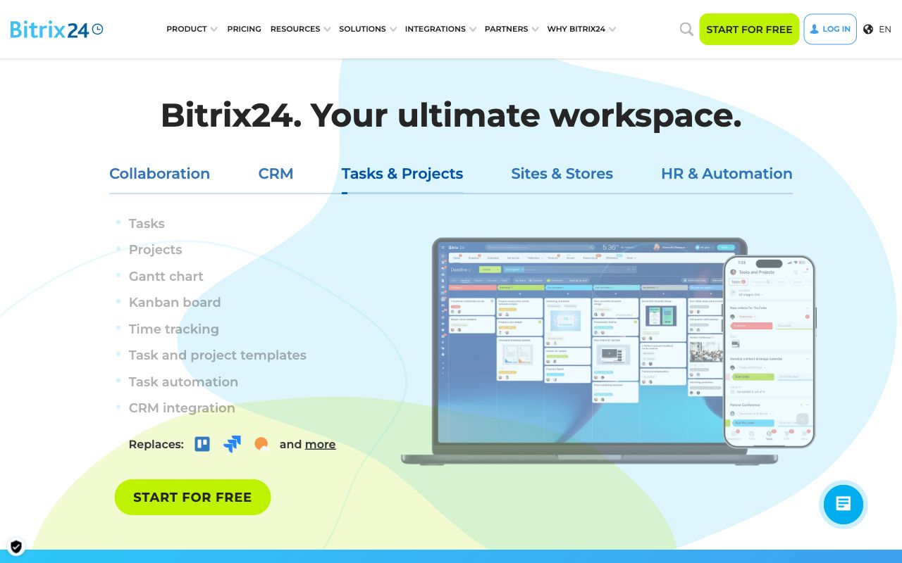 Bitrix24 공식 사이트 화면