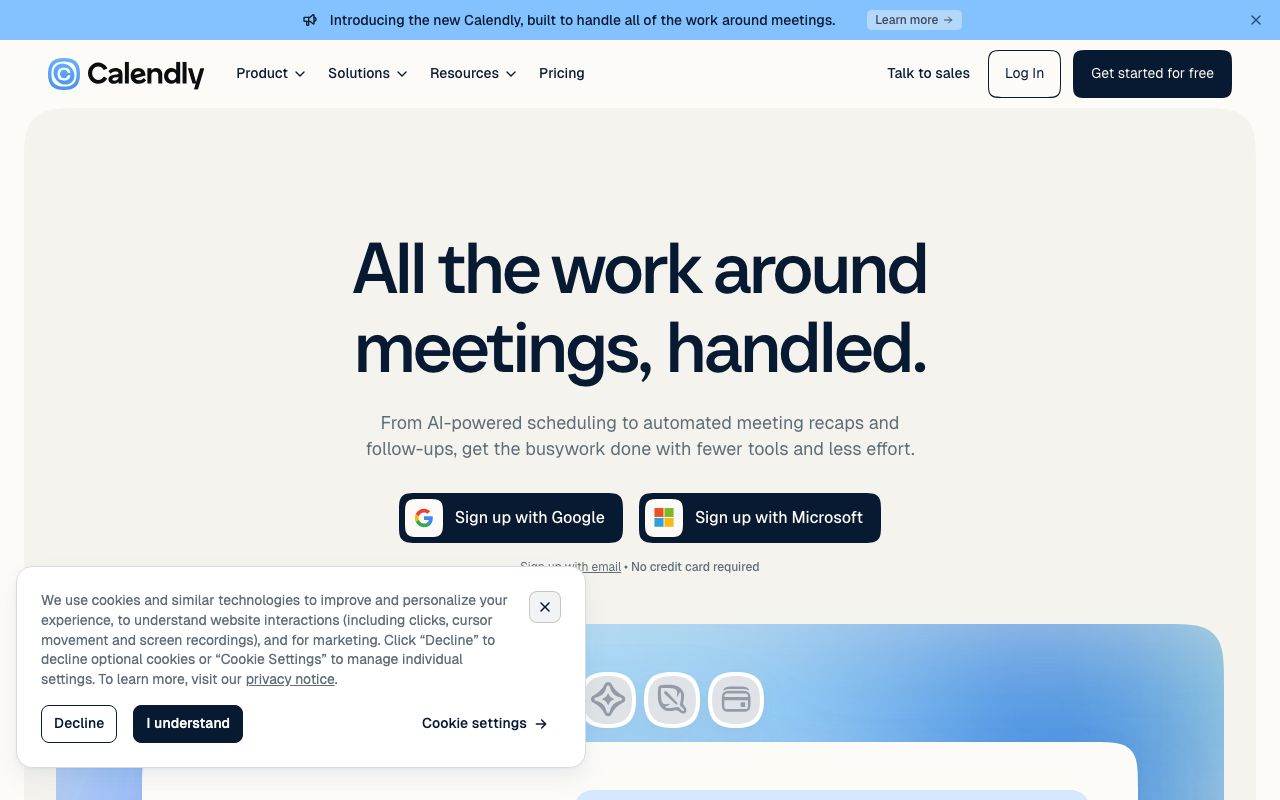 Calendly 공식 사이트 화면