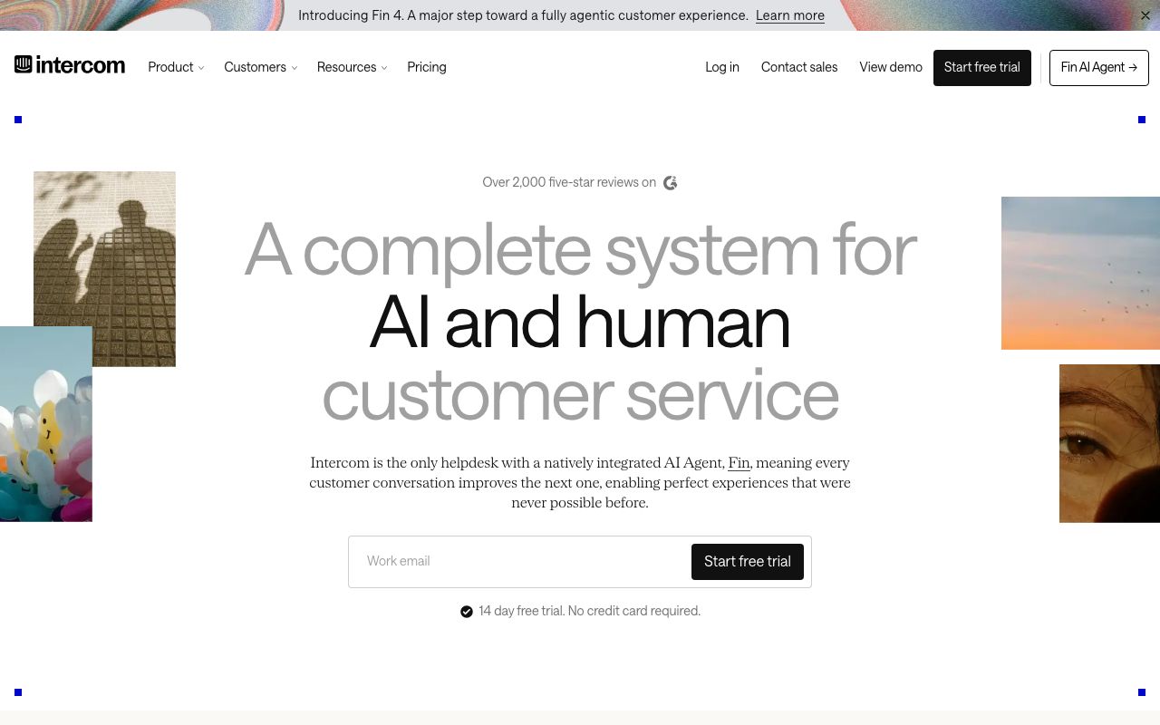 Intercom 공식 사이트 화면